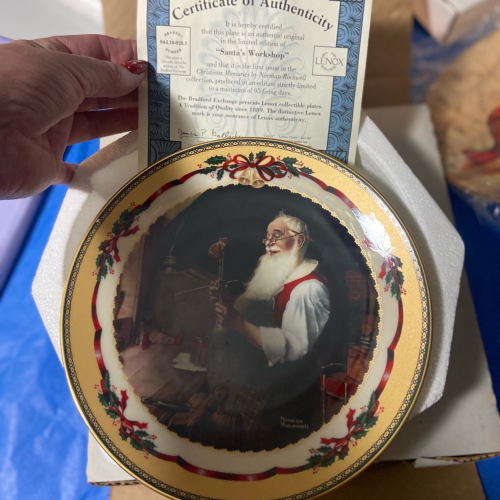 Lenox Santa's Workshop Plate with Red and Gold Accents